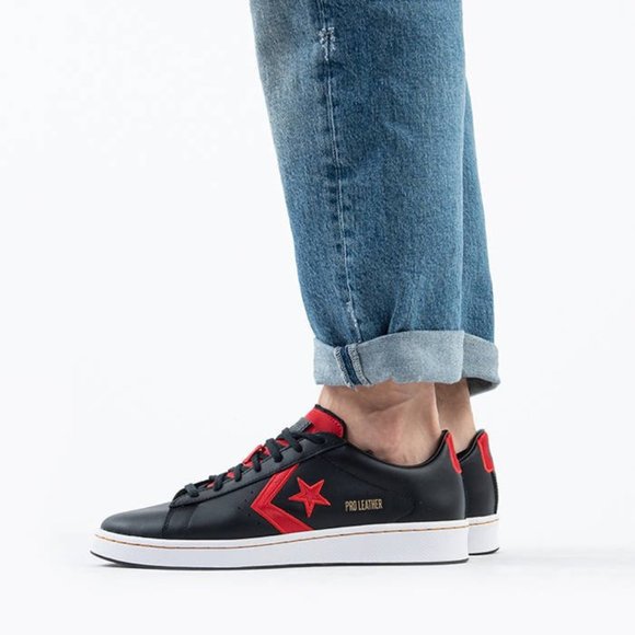 NIB Converse Pro Leather Ox Black/University Red/White 168871C US Mens 12 - Picture 1 of 6